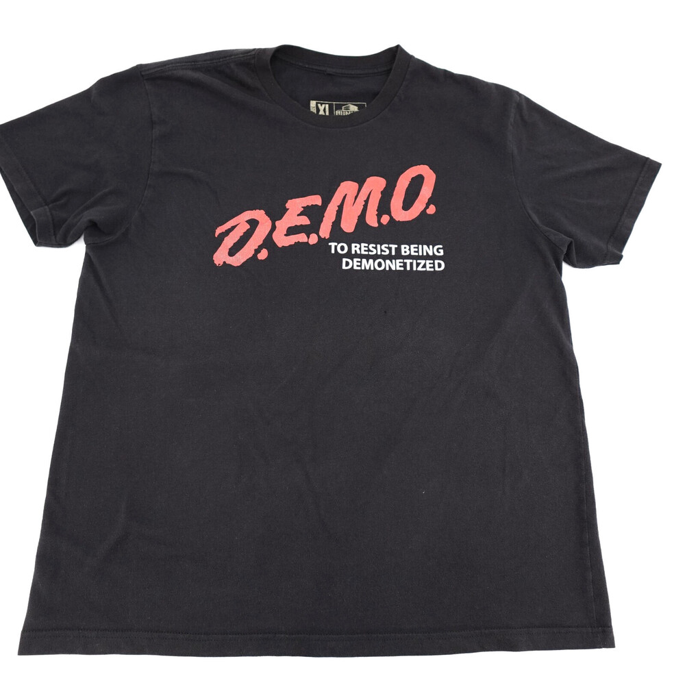 Bunker Branding Shirt Mens XL Black D.E.M.O. Resist Being Demonetized Tee